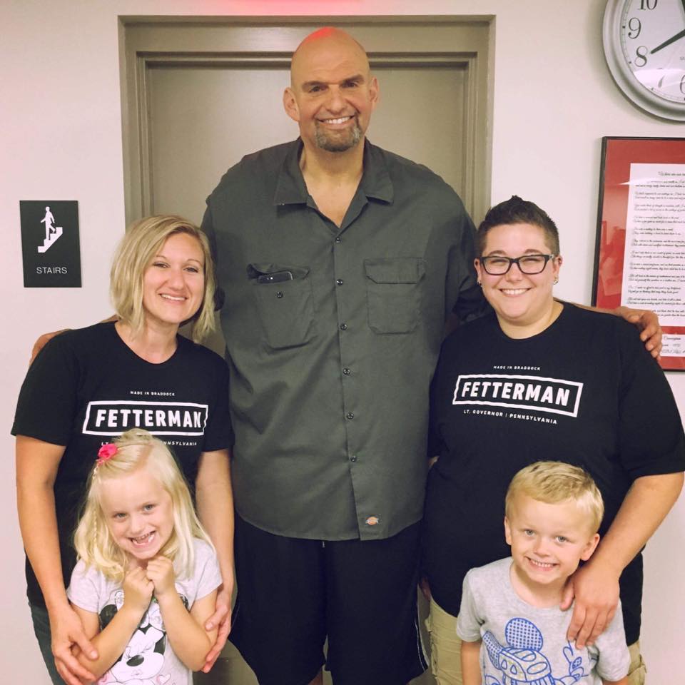Senator John Fetterman standing with volunteers