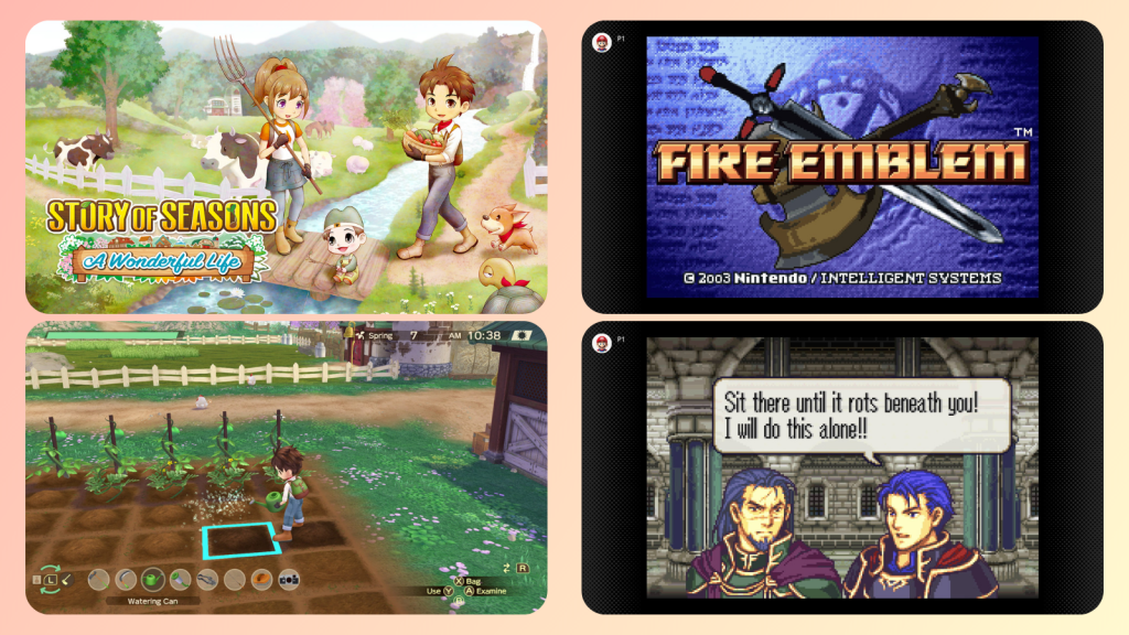 Fire emblem and Story of Seasons screengrabs