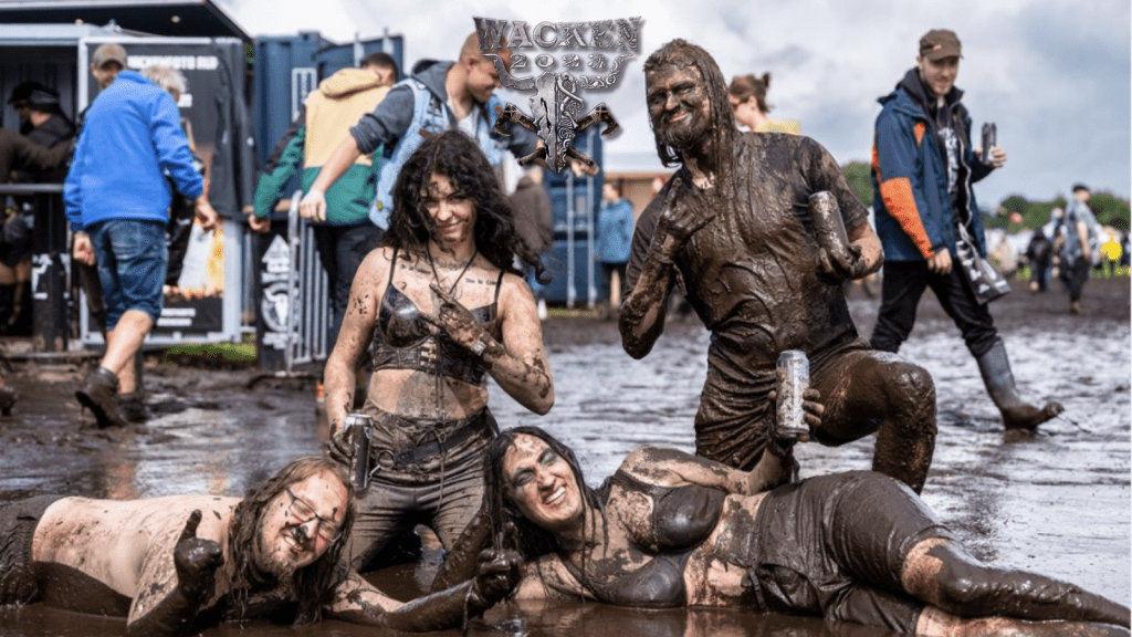 Wacken Metal Festival photo of festival goers in mud