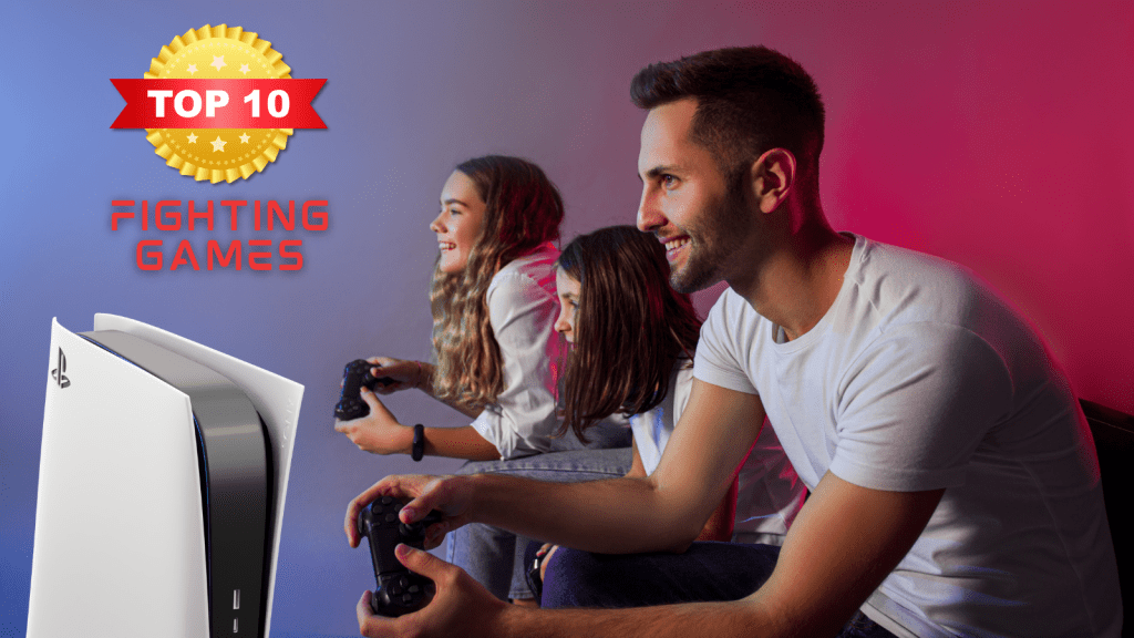 "Top 10 fighting games" family playing Playstation Plus games